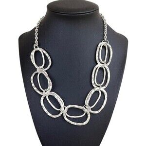 SILVER TONE Oval Links Princess Necklace 17‎ in + 3 in Ext.